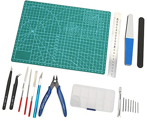 Spacnana Bastelwerkzeug-Set, Metall-Kunststoff-Modellbauwerkzeuge mit Schere und Pinzette für Bastler und Modellbau-Fans