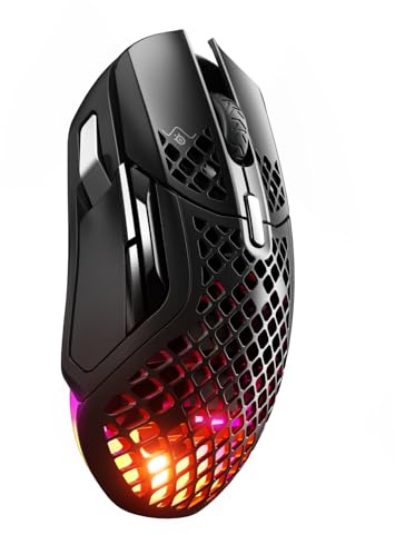 SteelSeries Aerox 5 Wireless – RGB Gaming-Mouse mit Öffnungen in der Oberfläche – Federleichtes, wasserabweisendes Design – 9 Tasten – Bluetooth/2,4 GHz – Optischer TrueMove Air-Sensor mit 18.000 DPI