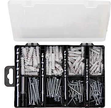Bosch 173 tlg. Befestigungs Set (Dübel, Schrauben, Steinbohrer Ø 5-8 mm, Schrauberbits, Zubehör Bohrschrauber)