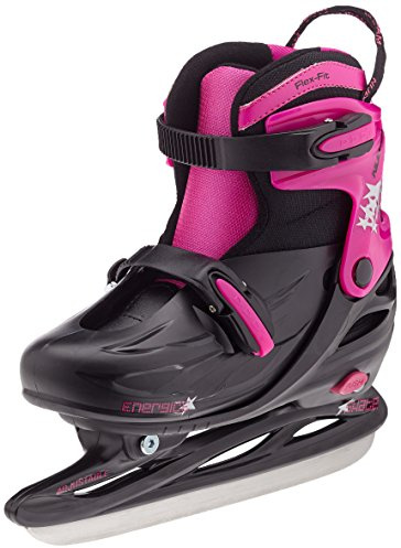Nijdam Kinder Schlittschuhe Eiskunstlauf Mehrere Größen Verstellbar, Schwarz/Fuchsia, 34-37, 3008