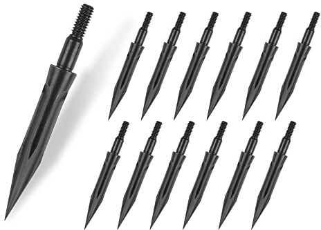 NIKA ARCHERY 12 Stück 125 Körner Pfeilspitzen 3D Jagdspitzen Bogenschießen Traditionell Fest Metall Spitzen für Bogenpfeile Armbrustpfeile Armbrust Bolzen Schwarz