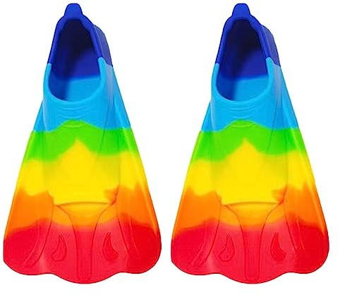 Kasmole Kinderflossen,Helle Regenbogen-Silikon-Trainingsflossen Bodyboarding-Flossen - Bequeme Kinder-Schnorchelflossen, Kurze Jugend-Schwimmflosse für Kinder, Jungen und Mädchen, Rundenschwimmen