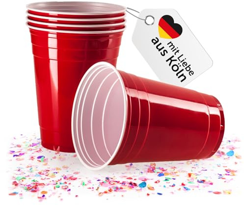 Vivaloo 100 Plastikbecher Trinkbecher - Bierpongset Red Cups, Rote Beer Pong Becher, Partybecher 473ml 16oz