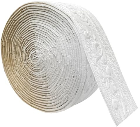 bechoanigel Zierleisten Selbstklebend Weiß 10mx8cmX5mm, Selbstklebende Bordüre Wasserfester, Stuckleisten Wand, Bordüre Selbstklebend Weiß, Geeignet für Flure, Wandgemälde, Decken, Ecken, Linien