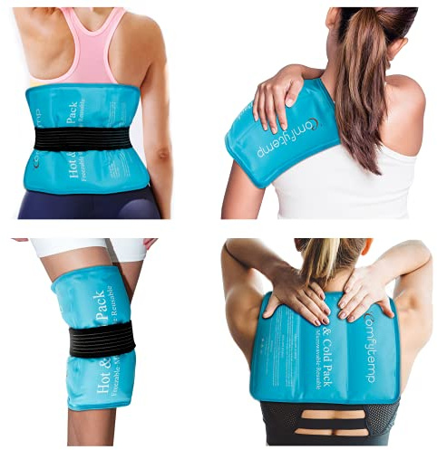 Comfytemp Große Kühlpads Gel mit Klettband, 27x37cm Kühlpack für Schulter Nacken Rücken Knie Gesäß Wiederverwendbar Kuschelweich Eisbeutel Kühlbeutel kühlakku Kalt Warm Kompresse Kühlkissen XXL