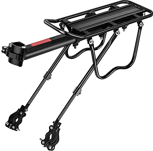 SPGOOD Fahrrad Gepäcktrager Set [24-29 Zoll ]- Einstellbare Universal Aluminiumlegierung Mountainbike Gepäcktrager mit Reflektor, Schnellverschluss und Montage