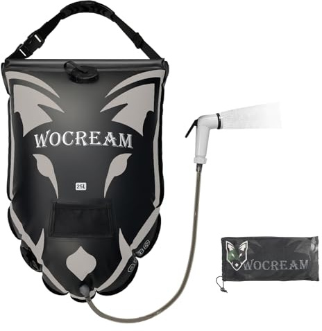 CyConncet Camping Dusch Outdoor, 6,6 Gallonen/25L Camping Duschtasche, TPU-Duschtasche, großer Wasserdurchfluss, Handbrause, Solardusche, tragbare Dusche für Camping Stranden Rucksackreisen