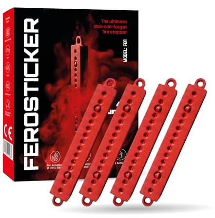FEROSTICKER Kleiner Automatischer Feuerlöscher – Ungiftig, Kompakt & Wartungsfrei, Haushaltsbrandschutz für Sicherungskästen, Solargeneratoren, Fahrzeuge, Lithiumbatterien, Schiffskabinen (4 Stück)