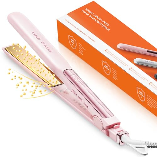 Faszin Glätteisen, Titanplatten Ionen Haarglätter für einen glatten Stil, 3D-Schwebepanel verhindert Haarziehen, mit LCD-Display, 130°C-230°C (Rosa, 30mm)