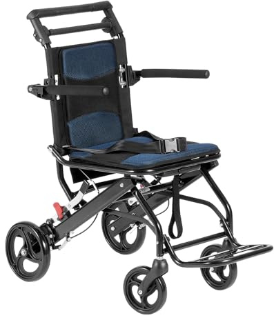 VEVOR Rollstuhl, leichter Transportstuhl aus Aluminium für Erwachsene, leicht zusammenklappbar mit Armlehnen in Schreibtischlänge, die sich nach hinten klappen lassen, sicheres selbstsperrendes