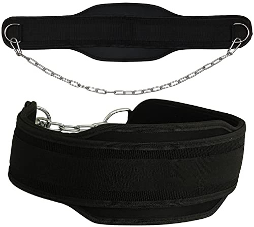 Fitness Gewichthebergürtel Dip Gürtel mit Stahlkette und 2 Karabiner Neopren Gewichtsgürtel für herren Frauen Weight Lifting Belt für Krafttraining, Bodybuilding, Gewichtheben, Klimmzüge