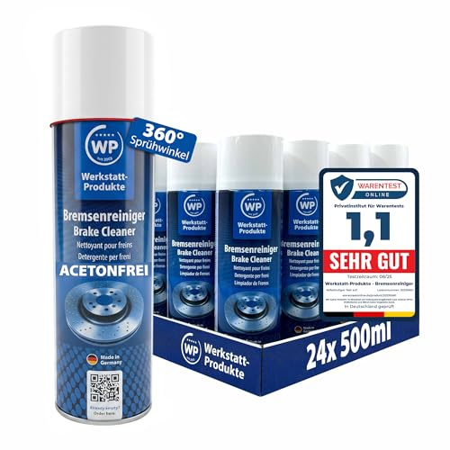 MW 24x WP Bremsenreiniger 500 ml Acetonfrei Teilereiniger für Auto, Motorrad, Fahrrad & Werkstatt - entfettet rückstandsfrei, 360° Sprühventil, silikonfrei