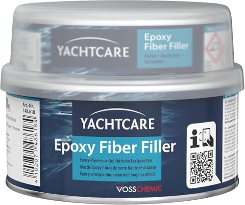 Yachtcare Epoxy Fiber Filler 500g - Epoxidharz Glasfaserspachtel - Faserverstärkter Reparaturspachtel für GFK & Metall, wasserbeständig, hellblau
