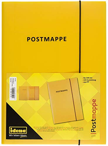 Idena Postmappe - DIN A4, gelb, aus Kunststoff PP mit Gummizug, 1 Stück, 23,7 x 32,3 cm 10021