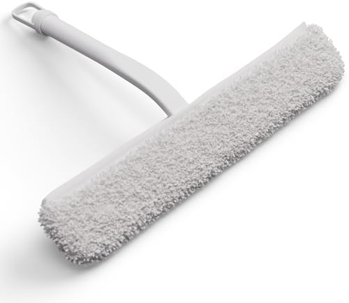 GÜTEWERK Duschabzieher Silikon 28 cm, Fensterabzieher mit Edelstahlkern, streifenfreier Glasabzieher für Dusche, Glas, Spiegel & Fliesen, Weiß mit Aufhängehaken