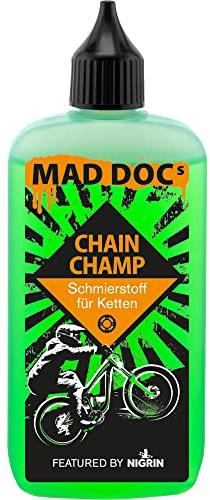 NIGRIN MAD DOCs Kettenöl, optimaler Korrosions- und Verschleißschutz, wasser-, staub-, und schmutzabweisend, 100ml, Grün