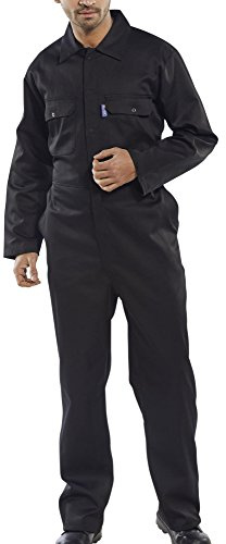 B-Click Workwear - Marineblau Arbeitskleidung Overall für Männer, Locker, Polyester-Baumwollmischung, Druckknopf, 46