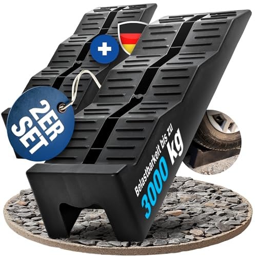 NTG Auffahrkeile für Wohnmobil (2er Set) – 3-stufige Nivellierung bis 3000 kg pro Set, Anti-Rutsch Struktur ideal für für Wohnwagen, Wohnmobil & Anhänger - Keile für alle Untergründe