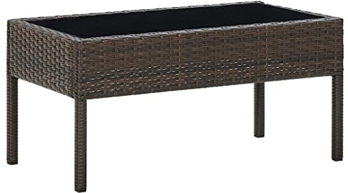 vidaXL Gartentisch Beistelltisch Gartenmöbel Tisch Balkontisch Loungetisch Couchtisch Kaffeetisch Terrassentisch Braun 75x40x37cm Poly Rattan