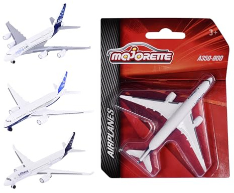 Majorette 212057980 Airplane, Flugzeug mit Original Lizenz, Emirates, Lufthansa, Airbus, Boeing, American Airlines, Spielflugzeug, 5 versch. Modelle, Lieferung: 1 Stück, zufällige Auswahl, Länge 11 cm
