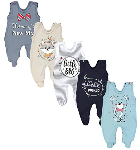 TupTam Baby Unisex Strampler mit Aufdruck Spruch 5er Pack, Farbe: Junge, Größe: 68