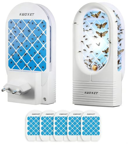 Fliegenfalle Innenbereich,5 pcs klebefalle,Elektrische fliegenfalle mit UV-Licht,Fruchtfliegenfalle,Geräuscharm mit Stecker fliegen,Geeignet für Stubenfliegen, Fluginsekten und Motten