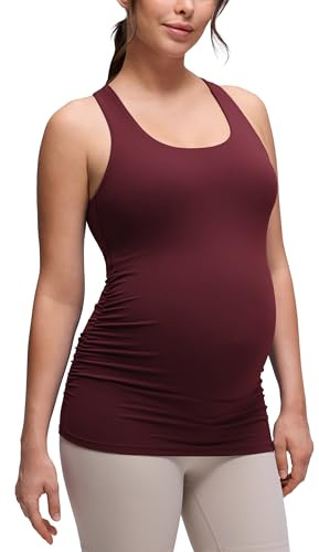 CRZ YOGA Umstands Racerback Tanktops | Butterluxe, Leichter Halt, Pads, Yoga, Extrem Weich, Seitlich gerafft, Breite Träger, Schwangerschaft & Wochenbett