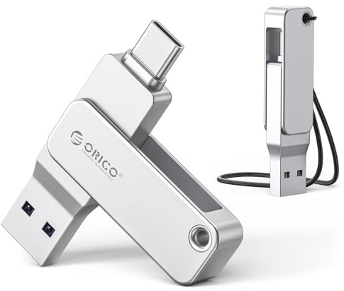 ORICO USB Stick 64 GB USB-C & USB-A, 150MB/s, USB 3.2 Gen 1, Silber, EB05 | USB-C-Stick, Plug and Play, Metallgehause, OTG, Für iPhone 17/16/15, Android, Tablets, Laptops, Mac, Windows