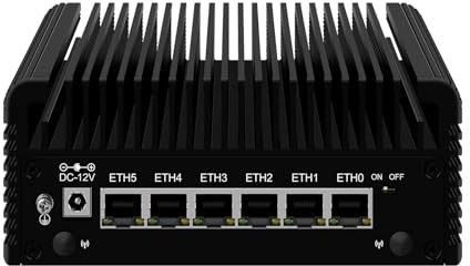 ROUAFWIT Mini PC N150 (Upgraded N100) Firewall Appliance, 6 Port i226-V 2.5GbE LAN Mini Computer, Fanless Micro PC DDR5 0GB RAM 0GB NVMe SSD, USB Typ-C, 3-Display, Support Pfsense