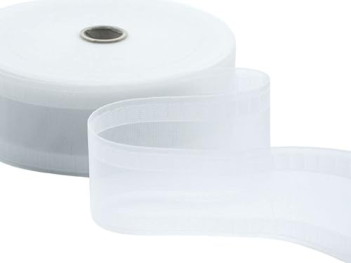 Furlanis - Wave Transparentes Gardinenband ohne Schnüre - 75 mm x 50 m, Weiß