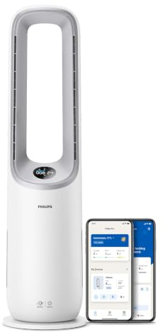 Philips Air Performer 2-in-1 Luftreiniger & Ventilator, 70 m² | Entfernt 99,97% der Allergene & Schadstoffe, intelligente Sensoren, Air+-App & Alexa, leise 20 dB(A), Weiß (AMF765/10)
