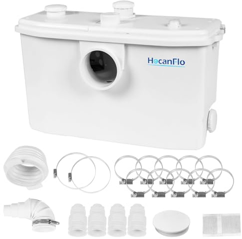 HOCANFLO Bomba de agua 750W Schmutzwasserpumpe, Top-Zugang, 4Ein/2Ausl | Top-Zugang, Kupfermotor, 190L/min, 9m/100m – Keller, Altbau, WC, Dusche, Waschmaschine, Spülmaschine