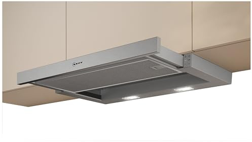 NEFF D46ED52X1, N 50 Flachschirmhaube 60 cm, Made in Germany, Abluft oder Umluft, Einbau-Dunstabzugshaube mit hoher Abluftleistung, leiser Betrieb, LED, Silbermetallic