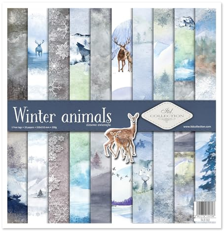 ITD Collection - Decoupage Papier - Decopatch Papier 310 x 320 mm - Scrapbooking - Dekorpapier für DIY Alben Bullet Journals (SLS-022 Wintertiere, Mittel)