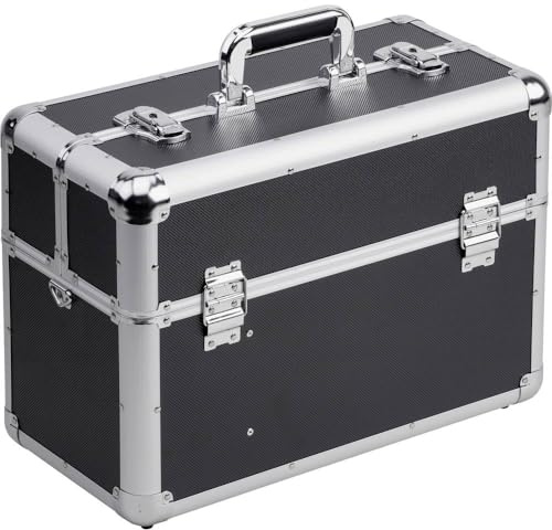Meister Mehrzweckkoffer 450 x 320 x 225 mm - Extra viel Stauraum - Einteilbare Kleinteilfächer & Stehfach - Abschließbar - Inklusive 2 Schlüssel & Tragegurt / Kosmetikkoffer / 9095050, Beige
