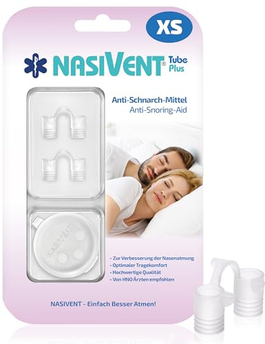 NASIVENT Tube Plus (XS) – 2er-Set Nasendilatatoren aus Silikon gegen Schnarchen & für bessere Nasenatmung – mit Aufbewahrungsbox & Haltezapfen