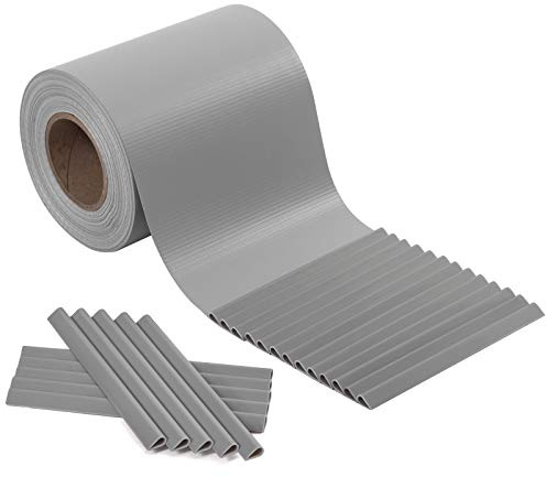 SONGMICS PVC Sichtschutzstreifen, Zaunfolie 40 m x 19 cm, extra dick und Blickdicht, mit 25 x Befestigungsclips, hellgrau GPJ040Q