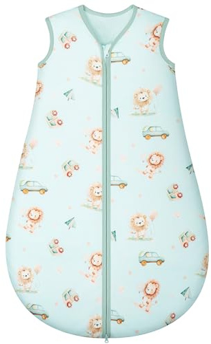 Yukkidds Schlafsack Baby 2.5 Tog 100% Baumwolle Babyschlafsack Warm Winterschlafsack Neugeborene im 6-12 Monate Perfekte für Winter (Grün Löwe)