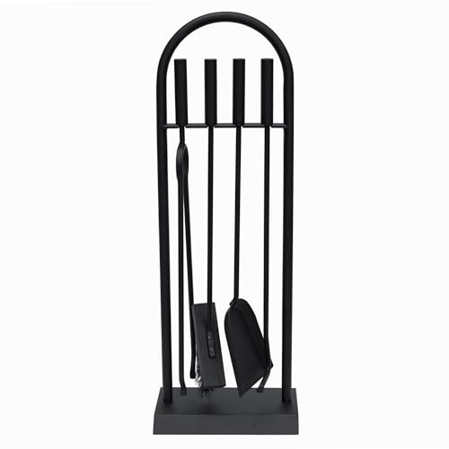 JVL Lambeth modernes Kaminbesteck Arch Werkzeug Set, Stahl, schwarz, 23 x 14 x 66 cm, 4 Stück