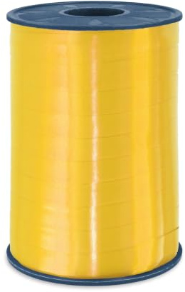 PRÄSENT PATTBERG Geschenkband gelb, 250 Meter Ringelband 10 mm zum Basteln, Dekorieren & Verpacken von Geschenken zu jedem Anlass, 2549-605, 250-m-Spule 10 mm