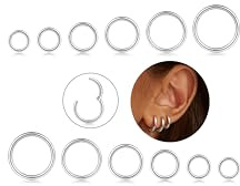 CASSIECA 6 Paar 16G Nasenpiercing Chirurgenstahl für Damen Nasenring Septum Piercing Knorpel Creolen Silber Helix Piercing Schmuck Set 6-16mm