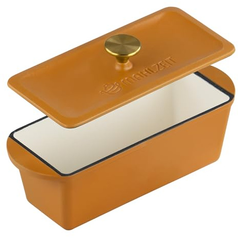 Mahlzeit Gusseisen Bräter mit Deckel emailliert | 3 Liter | Sunny Orange | Backofengeeignet, Induktionsgeeignet | Doppelbräter, Entenbräter groß, Emaille Bräter | Schmortopf, Gänsebräter