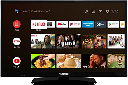 TELEFUNKEN XH24AN550MV Fernseher 24 Zoll Android Smart TV HD-Ready Camping | HDR | 12 Volt Anschluss | Bluetooth | Dolby Audio | 2x HDMI | 1x USB | Triple-Tuner DVB-C/-S2/-T2 | Modelljahr 2026