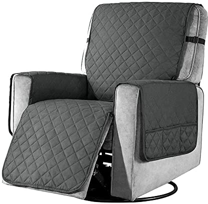 YancLife Sesselschoner mit Taschen, Sesselschoner für Fernsehsessel 1 Sitzer Taschen Sesselüberwurf Waschbar Sesselschutz Haustieren für Zuhause mit Kindern und Haustieren Hund - Small/Dunkelgrau