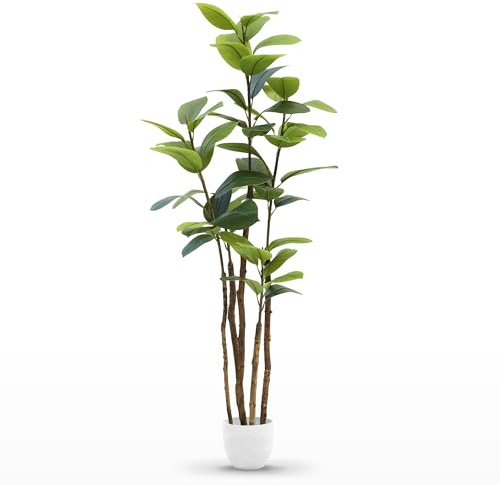 Maia Shop | Ficus | Gummibaum | Kunstpflanzen | Künstlicher Baum | Maße: 180 x 65 cm | Künstliche Pflanzen | Fake Plant | Plastik Pflanze | Deko | Deko Wohnzimmer