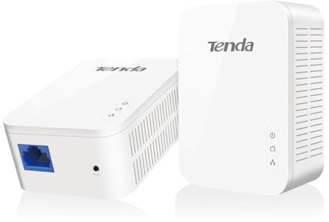 Tenda PH3 Powerline Adapter Kit, 1000Mbit/s Homeplug AV2, 2 Gigabit LAN Ports, Plug&Play, Internet per Steckdose über Ihre Stromleitung, energiesparend weiß