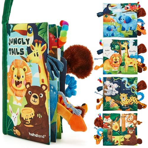 hahaland Baby Spielzeug Stoffbuch ab 0 3 6 Monate,Soft Buch Baby Spielzeug 6 Monate,3D Wald Tier Motiven Fühlbuch Knisterbuch,Quiet Book,Neugeborene Weihnachten Geschenk für Babys Jungen Mädchen