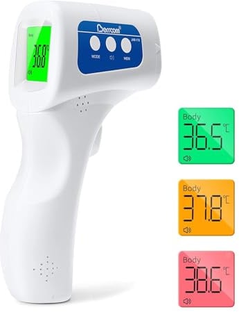 Berrcom Fieberthermometer Kontaktlos Infrarot Stirnthermometer für Babys Thermometer Digitales Medizinisches Stirnthermometer mit sofort Ablesung, Fieberalarm, °C/°F Schalter