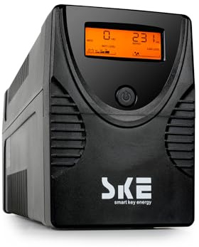 SKE USV 1500VA/900W Unterbrechungsfreie Stromversorgung USV 230V für Computer Router UPV Stromversorgung UPS PC Akku Stromausfall