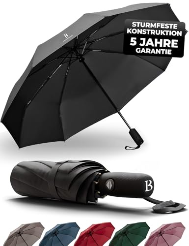 LOGAN & BARNES Regenschirm sturmfest bis 140 km/h - Taschenschirm mit zertifizierter Teflon-Beschichtung gegen Feuchtigkeitsschäden Modell Boston